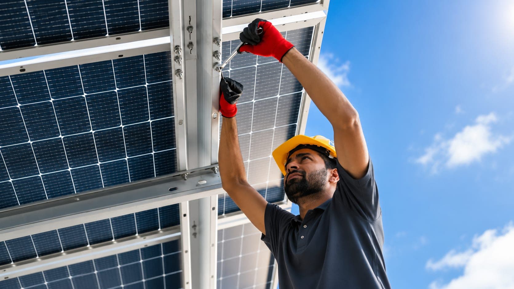 Khyati Enterprises technician installing rooftop solar
